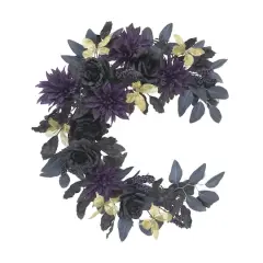 24" Dahlia, Rose & Butterfly Half Wreath by Ashland&reg;