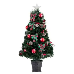 3ft. Pre-Lit Fir Artificial Christmas Tree in Planter, Clear Fiber Optic Lights