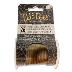 The Beadsmith&reg; Wire&trade; Elements 26 Gauge Tarnish-Resistant Wire Vintage Bronze