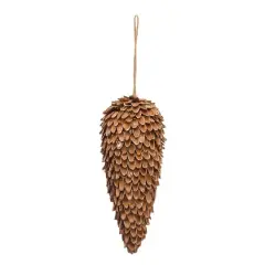 Hello Honey&reg; 7.5" Natural Pinecone Shell Ornament with Gold Glitter