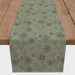 Sunflower Icons Cotton Twill Runner Green