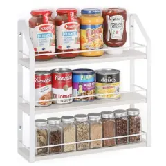 NEX&trade; 17" White Wall-Mounted 3-Tier Spice Rack Organizer