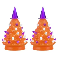 Mr. Halloween 5.4" Orange Ceramic Trees Set