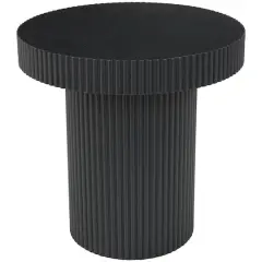 Black Dimensional Ribbed Accent Table
