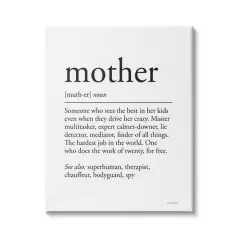 Stupell Industries Mother Definition Funny Motivational Phrase Superhuman Synonym Canvas Wall Art