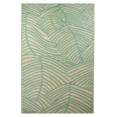 Green & Beige Leaf Design Rectangular Outdoor Area Rug, 4ft. x 6ft.