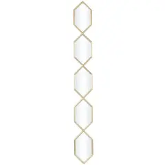 Gold Metal Slim Stacked Chain 5 Layer Wall Mirror with Trellis Pattern 7" x 1" x 59"