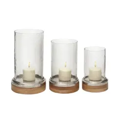 Clear Aluminum Traditional Hurricane Lamp Set
