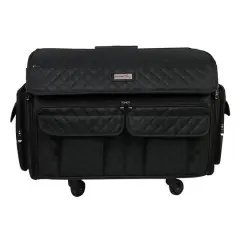 Everything Mary XL Black Quilted Deluxe Rolling Sewing Machine Case