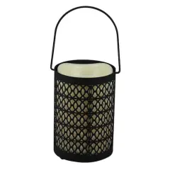 12" Opulent LED Candle Lantern with Timer, Black