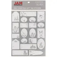 JAM Paper Matte Silver Foil Christmas Gift Tag Stickers