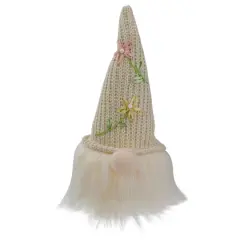 10" Lighted Cream Gnome Head with Knitted Hat Figure