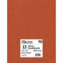 PA Paper&trade; Accents Glitter 8.5" x 11" Cardstock, 15 Sheets Dark Copper