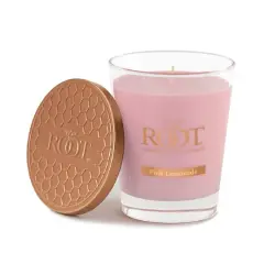 Root Candles 10.5oz. Large Scented Honeycomb Veriglass Jar Candle Pink Lemonade
