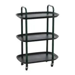 Hello Honey&reg; Main + Mesa&trade; 3-Tier Modern Plastic and Metal Trolley Black and Dark Green