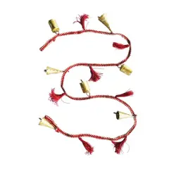 Hello Honey&reg; 6ft. Red & White Painted Metal Bells & Cotton Tassels Garland