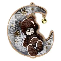 Wonderland Crafts Bear & Moon Bead Embroidery on Wood Kit