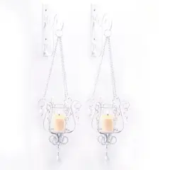 19.5" Bedazzling Pendant Candle Wall Sconce, 2ct.