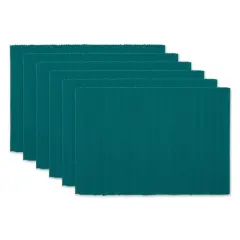 DII&reg; Ribbed Cotton Placemats, 6ct. Teal