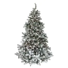 6.5ft. Pre-Lit Flocked Natural Emerald Medium Artificial Christmas Tree, Clear Lights