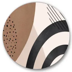 Designart - Abstract Shapes in Terracotta and Ivory Shapes III - Modern Metal Circle Wall Art