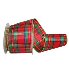 JAM Paper 2.5" x 10yd. Renee Wired Edge Plaid Ribbon