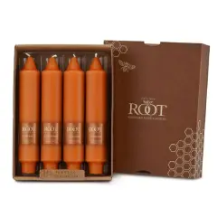 Root Candles 7" Unscented Smooth Collenette Taper Candles, 4ct. Pumpkin