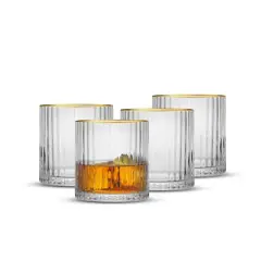 JoyJolt&reg; Christian Siriano 10oz. Optic Gold Rim Glasses, 4ct.