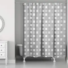 Squares Shower Curtain Gray