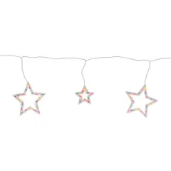 100ct. Multicolor Star Shaped Mini Icicle Lights with White Wire