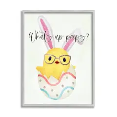 Stupell Industries What's Up Peeps Funny Easter Phrase Hatched Chick Framed Giclee Art Gray