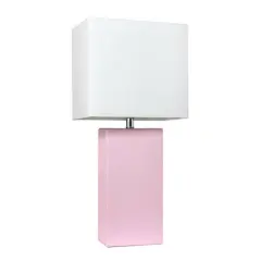 Lalia Home Lexington 21" Leather Home D&eacute;cor Table Lamp Blush Pink