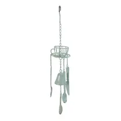 23.25" Blue Cafe Themed Hanging Outdoor Garden Wind Chime