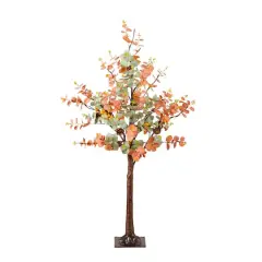 4ft. Pre-Lit Autumn Eucalyptus Artificial Fall Tree with Pinecones, Berries and 60 Warm White LED Lights
