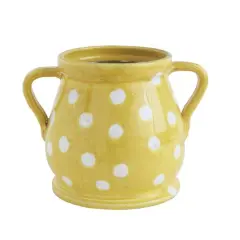 Hello Honey&reg; 8" Yellow & White Terra Cotta Planter
