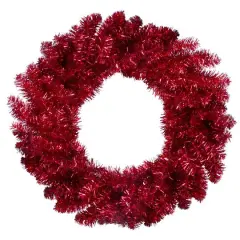 24" Red Metallic Double Tinsel Christmas Wreath
