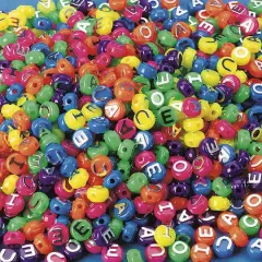 The Beadery&reg; Neon Plastic Vowel Beads, 10mm