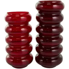 Red Glass Bubble Vase Set