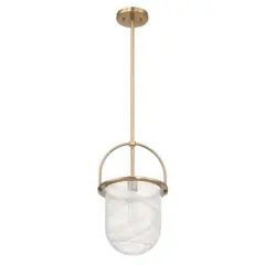 Hello Honey&reg; Beatrice Gold & White Mid-Century Modern Handmade Marbleized Glass & Metal Ceiling Light