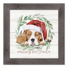 Designs Direct 16" x 16" Santa Dog Western Gray Framed Print