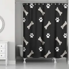 Bones & Paws Shower Curtain Black