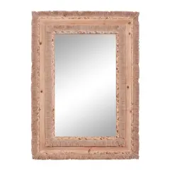 36" Brown Bohemian Style Wood Wall Mirror