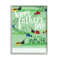Stupell Industries Happy Father's Day Lawn Mowers Framed Giclee Art Gray