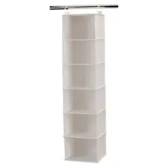 Household Essentials White Canvas 6-Shelf Hanging Closet Organizer