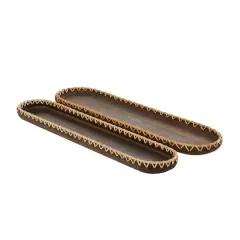 Dark Brown Mango Wood Nesting Tray Set