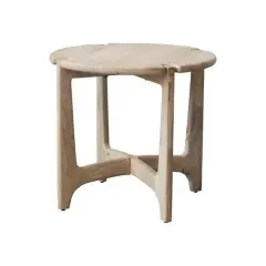 Hello Honey&reg; 21.5" Natural Mango Wood Table with Interlocking Base & Bleached Finish