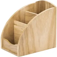 NEX&trade; 8" Natural 3-Slot Wood Remote Control Holder