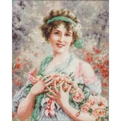 Luca-s The Girl With Roses Counted Cross Stitch Kit