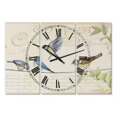 Designart Birds Gathered On Wire Paris I Multipanel Wall Clock