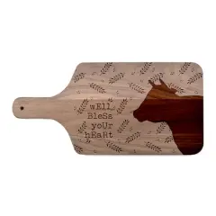 8" x 17" Bless Your Cow Walnut Paddle Cutting Board